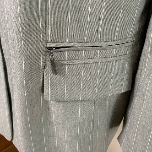 Kasper Size 18 Women's Blazer Jacket Gray White Striped Lined Career Office - Picture 7 of 10